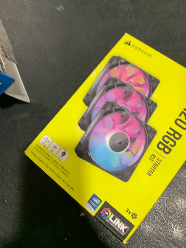 Photo 1 of CORSAIR iCUE Link RX120 RGB 120mm PWM Fans with iCUE Link System Hub - Magnetic Dome Bearing - Triple Pack - Black