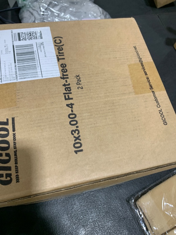 Photo 1 of 10x3.00-4 Flat Free Tire, 10" Heavy Duty Replacement Tire and Wheel Assemblies, Compatible Cosco Hand Trucks and Trolley Carts, 5/8" Axle Bore Hole, 2.2" Offset Hub, 2-Pack