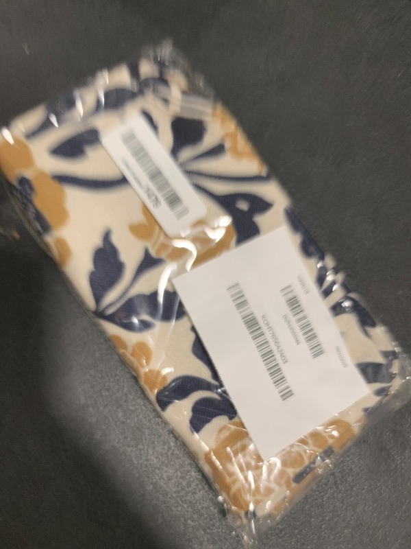 Photo 1 of AmplePisce Navy Blue Yellow Floral Pillow Covers 18x18 Inch Set of 2 Vintage Block Print Flower Cotton Linen Decorative Throw Pillow Case Cushion Covers for Bedroom Sofa Living Room Chair