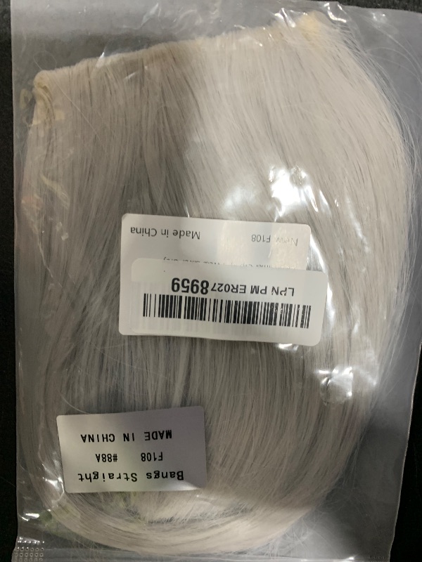 Photo 1 of Cephermer Clip in Bangs, Synthetic French Bangs Hair Clip, Fake Bangs Fringe with Temples Hairpieces for Women Natural Curved Hair Extensions for Daily Wear Silver Grey