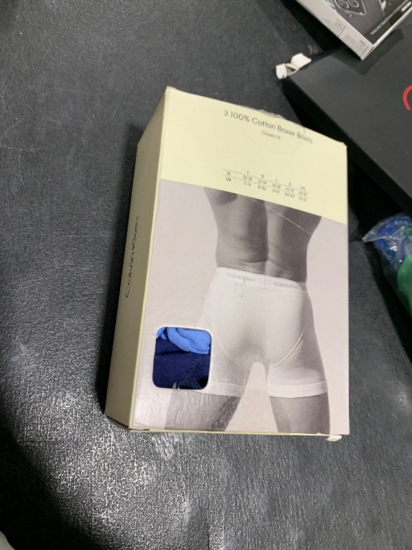 Photo 1 of Calvin Klein Men's Cotton Classics 3-pack Boxer Brief, Medieval Blue, Minnow, Blue Bay, Large