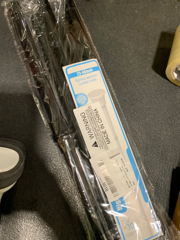 Photo 1 of WEIXINHAI 2 Pack Black Spring Tension Curtain Rods 23-46 Inch Adjustable Expandable Spring Loaded Curtain Rods No Drilling Suitable for Small Short Tension Rods 24-36 Inch Doors, Windows, Closet