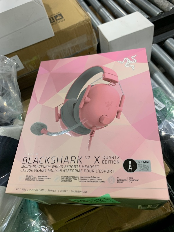Photo 1 of Razer BlackShark V2 X Gaming Headset: 7.1 Surround Sound - 50mm Drivers - Memory Foam Cushions - for PC, PS4, PS5, Switch - 3.5mm Audio Jack - Quartz Pink