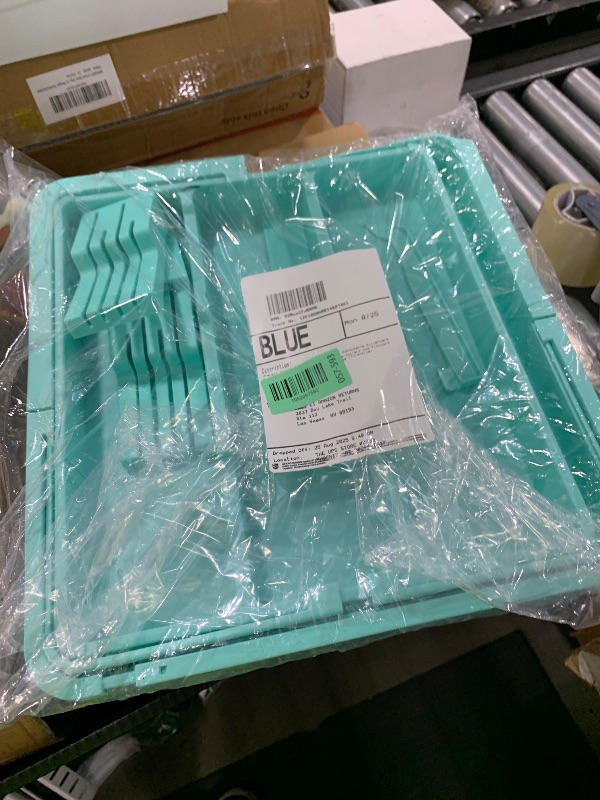 Photo 1 of Utensil Drawer Organizer for Kitchen, Expandable Silverware Organizer Cooking Utensils Tray, Large Cutlery and Flatware Holder, Kitchen Tools & Gadgets Storage (Turquoise)