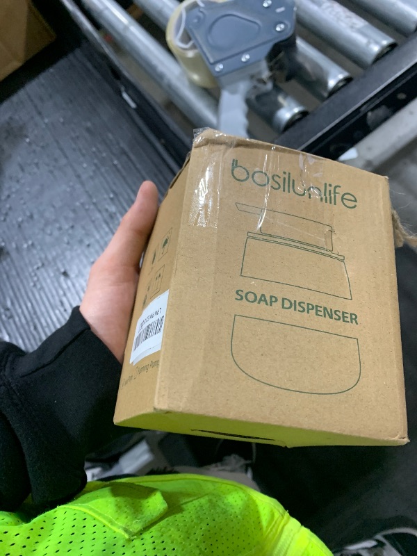 Photo 1 of BosilunLife White Soap Dispenser - Ceramic Hand Dish Soap Dispenser for Bathroom 12ounce Refillable Liquid Hand Wash Dispenser for Essential Oil, Lotion Soap (Rubber Paint)