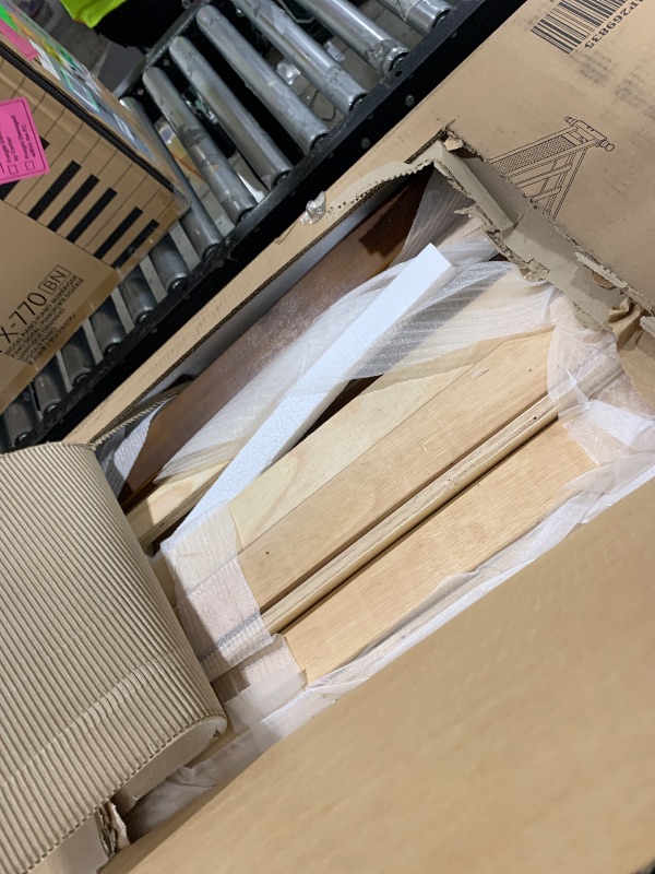 Photo 1 of KEIKI King Size Wood Platform Bed Frame with Rattan Headboard ? Footboard, Bed with Under-Bed Storage ? Central Support Feet, Solid Slat, Easy Assembly, No Box Spring Required, for Bedroom, Walnut