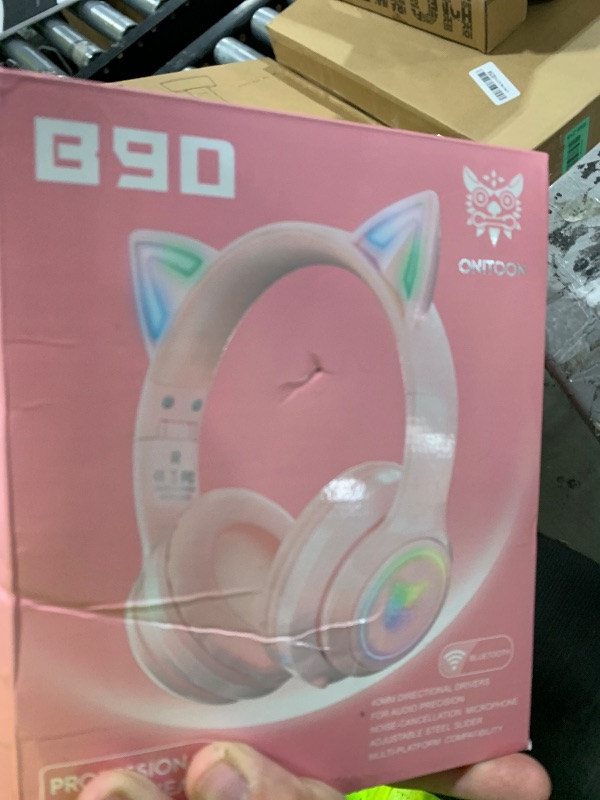 Photo 1 of ONITOON Cat Ear Bluetooth Headphones for Kids & Adults, 55H Play Time, Wireless Foldable & Wired Multi-Function LED Light Up Over Ear Headphones with Mic and Volume Control for iPhone/iPad/Laptop/PC