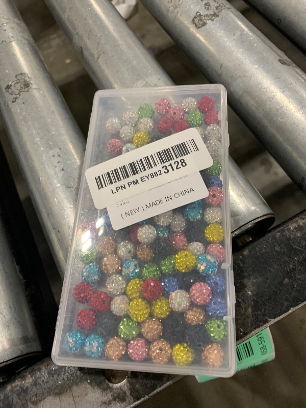 Photo 1 of 100pcs 10mm Rhinestone Clay Beads for Crafting - Ice Collection Baseball Bling Style, Round Shamballa Disco Ball Design, Fancy Sparkle for DIY Jewelry Making Christmas Decor (10 Colors)