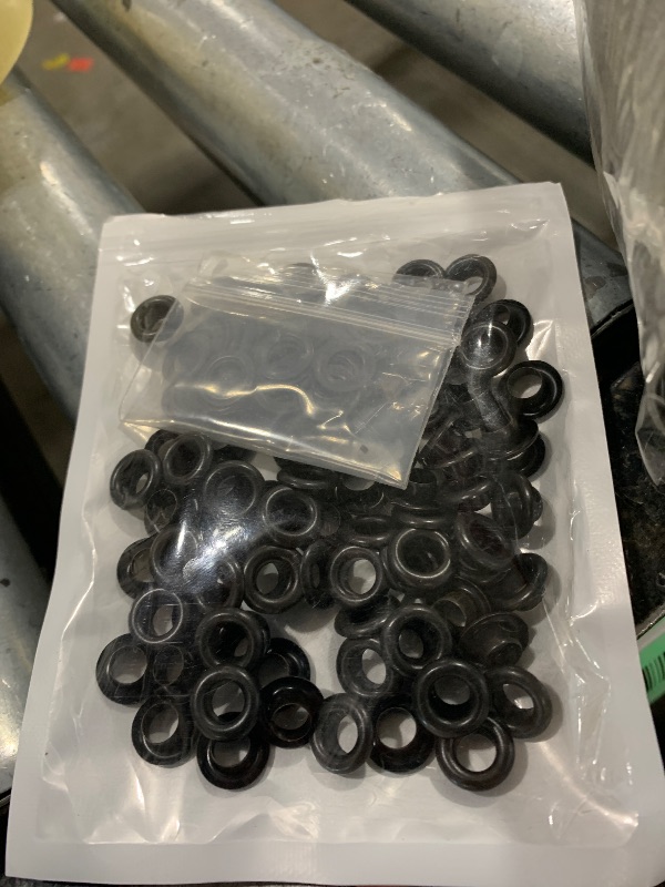 Photo 1 of Hahiyo Grommets Eyelets 6mm Inside Diameter Carbon Steel Strong Shiny for Canvas Clothes Leather DIY Fabric Belt Purse Bag Shoe Tent Curtain Paper Projects Decoration Black 80Pcs