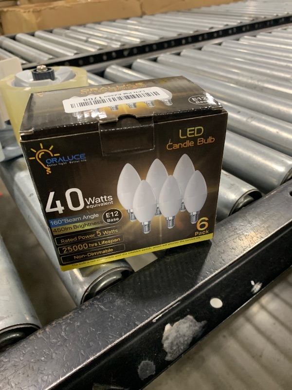 Photo 1 of ORALUCE E12 LED Candelabra Light Bulbs - 40 Watt Equivalent, 3000K Warm White Chandelier Non-dimmable, Type B Light Bulb for Ceiling Fan, 5W 450LM 6 Pack