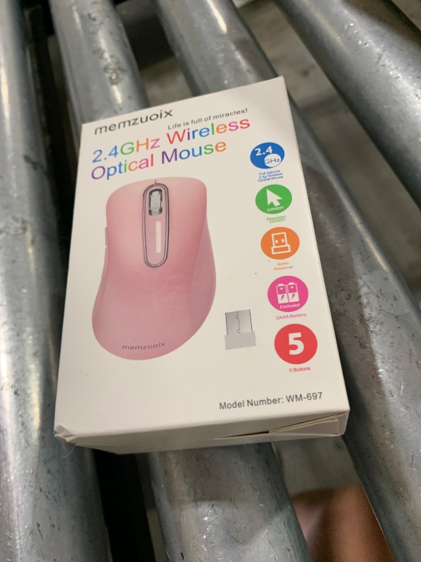 Photo 1 of memzuoix 2.4G Wireless Mouse, 1400 DPI Mobile Optical Cordless Mouse with USB Receiver, Portable Computer Mice for Laptop, PC, Desktop, MacBook, 5 Buttons (Pink)