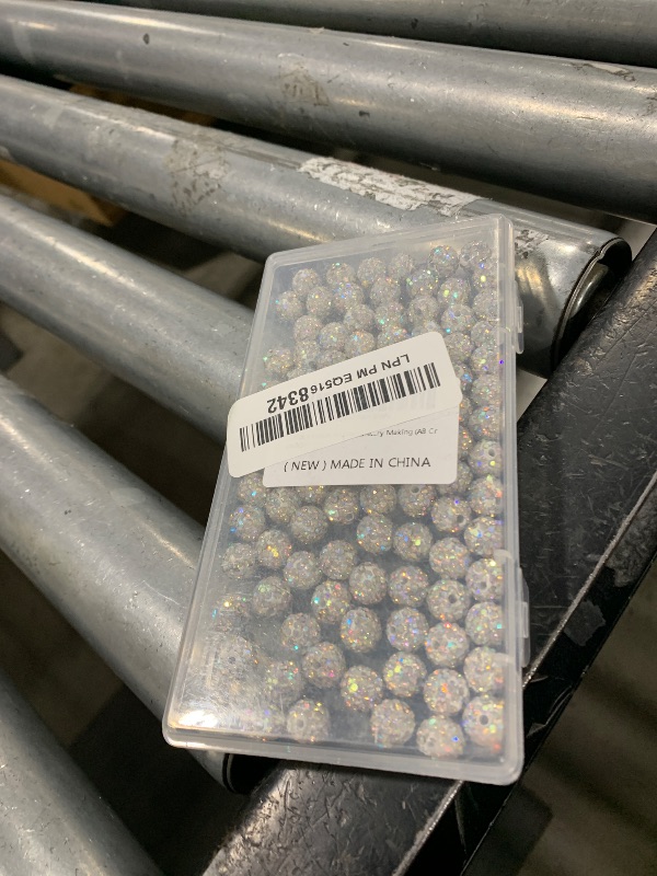 Photo 1 of 100pcs 10mm Rhinestone Clay Beads for Crafting - Ice Collection Baseball Bling Style, Round Shamballa Disco Ball Design, Fancy Sparkle for DIY Jewelry Making (AB Crystal)