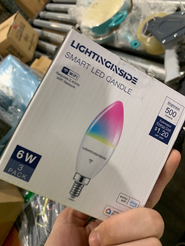 Photo 1 of Lightinginside E12 Smart Light Bulbs 60W Equiv., 500LM 6W RGBCW Candelabra Chandelier Candle Bulb Works with Alexa/Google Home/Smart Life, 2.4G WiFi Bluetooth Bulbs, No Hub Required, ETL Listed, 3PCS