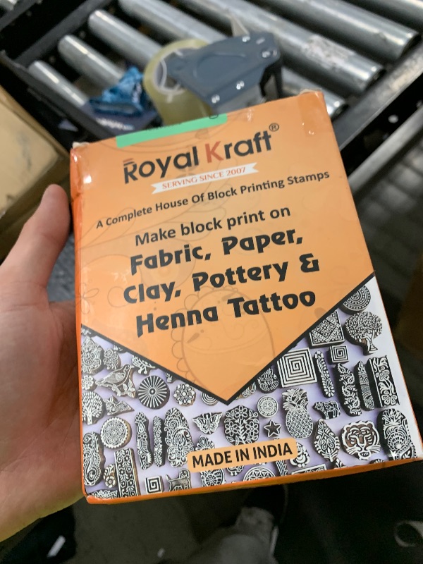 Photo 1 of Royal Kraft Mandala Wooden Printing Stamps (Set of 5) - DIY Henna Fabric Textile Paper Clay Pottery Blocks Htag2209