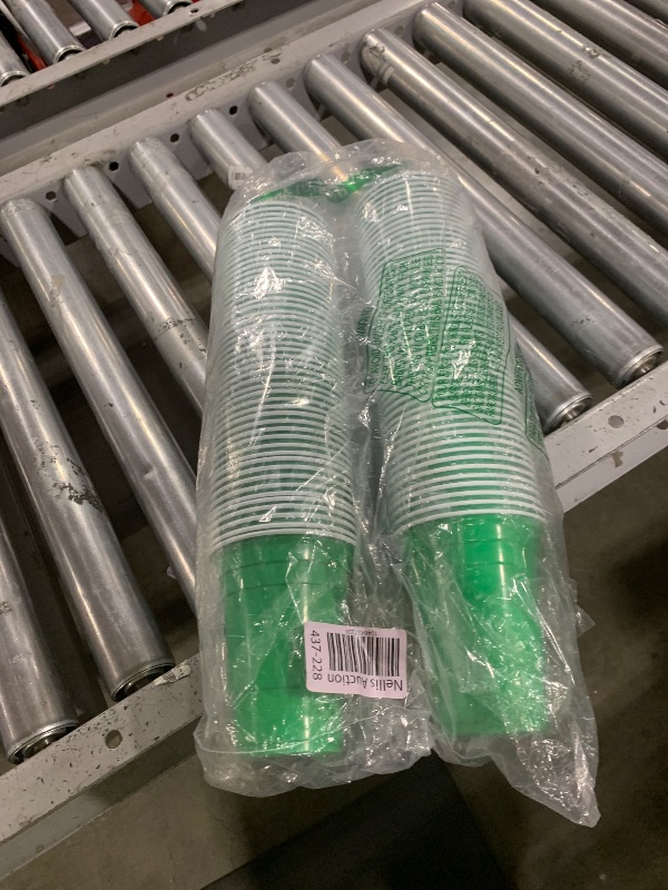 Photo 1 of 100 Pack 16 Ounce Halloween Plastic Party Cups Disposable Heavy Duty Drinking Water Cups for Holiday Christmas Festival Wedding New Year Party Supplies(Green)