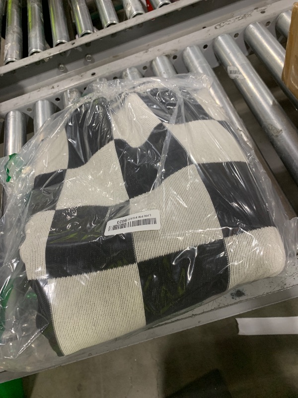 Photo 1 of Seavish Checkered Rug, 5x8 Ft Black and White Rug, Retro Moroccan Checkerboard Rugs, Lightweight Outdoor Washable Area Rug, Rustic Floor Carpet Decor for Living Room Bedroom Dining Room Patio