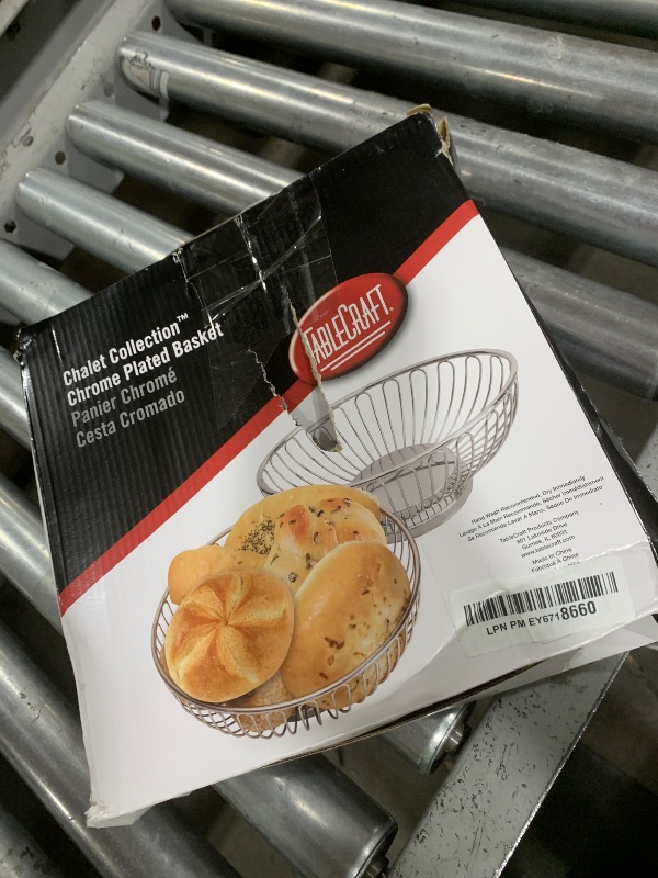 Photo 1 of TableCraft 4175 Bread Basket, Chrome Plated, Round Wire Storage, Chalet Collection, Fruit or Side Server for Restaurant or Home, Metal Construction, 9 5/8" Diameter