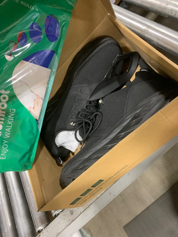 Photo 1 of Men's Orthopedic Diabetic Wide Walking Shoes: Comfortable Fashion Sneakers for Hammer Toes Arthritis, Adjustable Durable Memory Foam Arch Support Driving Shoes Black Size 12