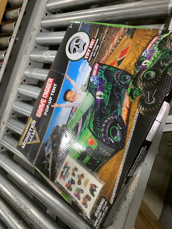 Photo 1 of Monster Jam Grave Digger Pop Up Tent – Monster Truck Playhouse for Kids | Removable Skull Key Fob with Vehicle Sounds | Car Toys for Toddlers – Sunny Days Entertainment