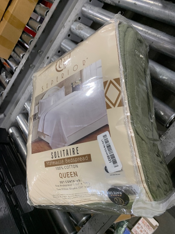 Photo 1 of Superior Solitaire Cotton 3 Piece Bedspread Set, Home Bed Decor, Decorative Textured Bed Spread, 2 Pillow Shams, Airy Blanket, Matelasse Coverlet Bedding, All-Season Accent Blanket, Queen, Sage
