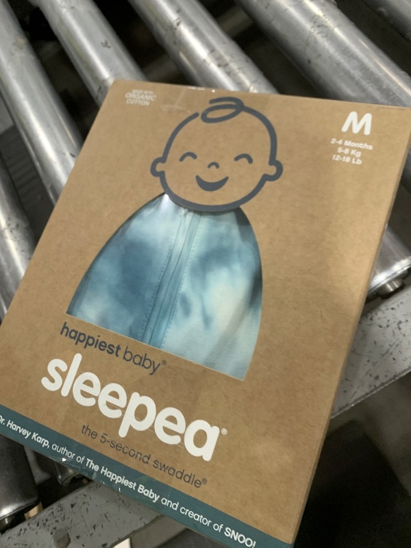 Photo 1 of Happiest Baby SNOO Sleep Sack - 100% Organic Cotton Baby Swaddle Blanket - Doctor Designed Promotes Healthy Hip Development (Tie Dye Blue, Large)