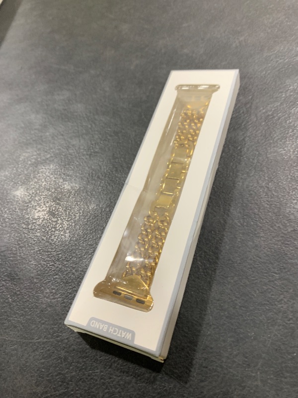 Photo 1 of ALAMHI Compatible Apple Watch Band, Cowboy Chain Apple Watch Band, Stainless Steel Metal Wristband Women Men Replacement for iWatch SE Series 7/6/5/4/3/2/1 (Gold/Double Chain, 42/44/45/49mm)