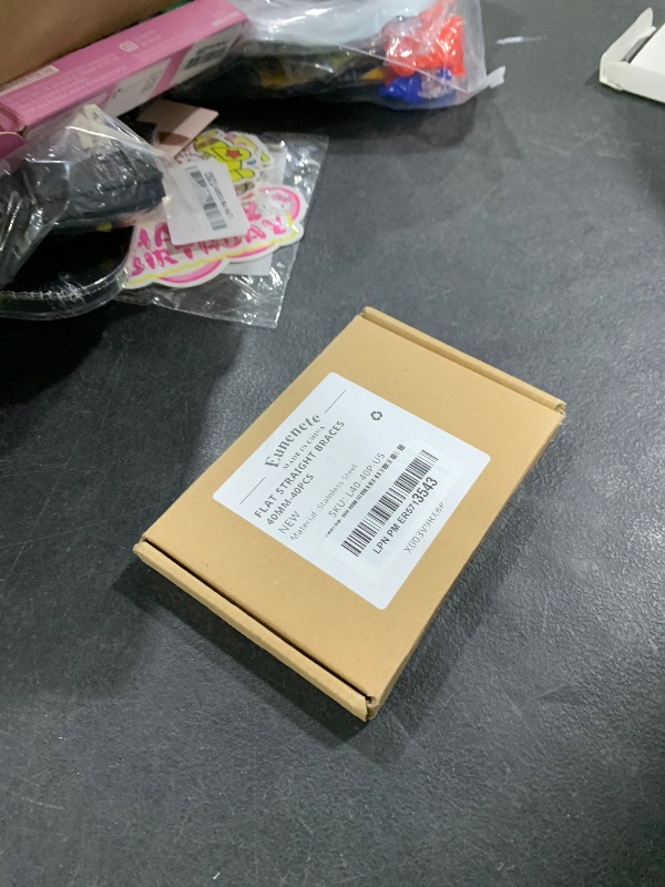 Photo 1 of 40 Pcs Stainless Straight Bracket (1.57*0.63 inch) Flat Straight Braces, Metal Fixed Connecting Plate, Can be Used to Repair Furniture, Bookcase, Table,Chair Legs, Beds Etc. with 80 Pcs 304 SS Screws
