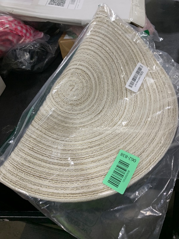 Photo 1 of SHACOS Round Placemats Set of 6 Braided Circle Place Mat Washable 15 inch Table Mats for Kitchen Dining Table Decor Mixed Color (Ivory, 6)