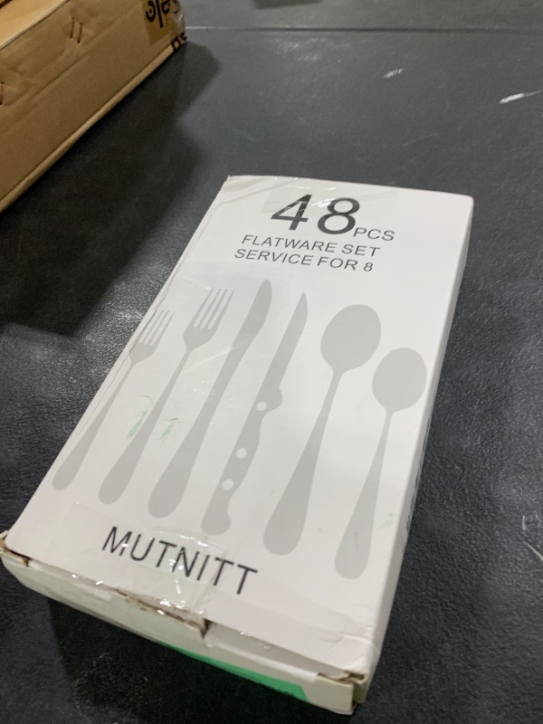Photo 1 of 48 Pcs Silverware Set with Steak Knives Service for 8,Stainless Steel Flatware Set,Mirror Polished Cutlery Utensil Set,Home Kitchen Eating Tableware Set,Include Fork Knife Spoon Set,Dishwasher Safe
