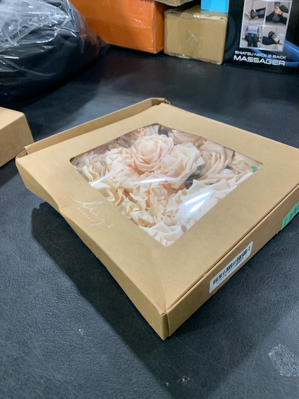 Photo 1 of Ling's moment Artificial Flowers Fake Roses Gardenia Faux Foam Peony Combo for DIY Wedding Bouquets Centerpieces Arrangements Bridal Shower Party Home Decorations, Blush, 23pcs