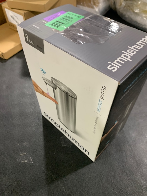 Photo 1 of simplehuman 9 oz. Touch-Free Automatic Rechargeable Sensor Pump, Brushed Stainless Steel, New
