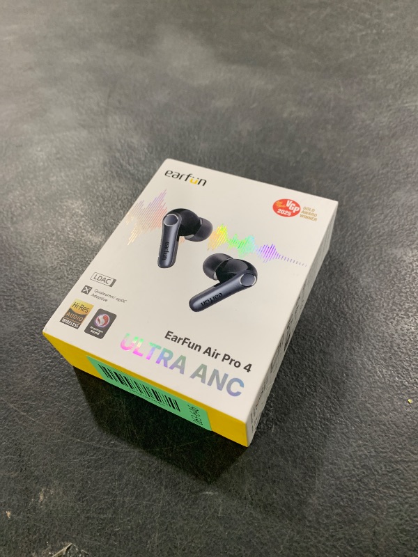 Photo 1 of EarFun Air Pro 4 Adaptive Hybrid Noise Canceling Wireless Earbuds, Qualcomm Snapdragon Sound, aptX™ Lossless, 6 Mics AI CVC 8.0 Call, LDAC Hi-Res Audio, 52H Playtime, Bluetooth 5.4, in-Ear Detection