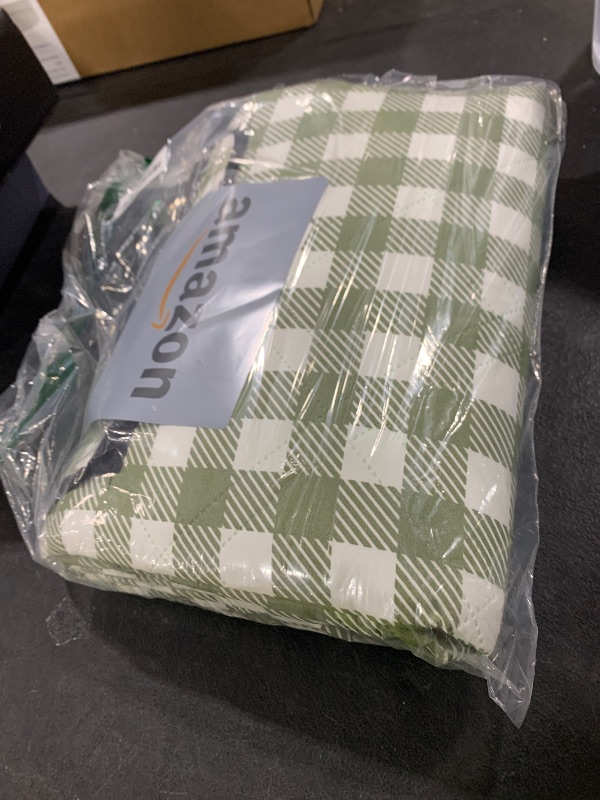 Photo 1 of ZAZE Extra Large Picnic Outdoor Blanket, 80''x80'' Waterproof Foldable Blankets Gingham Picnic Mat for Beach, Camping Grass Lawn Park Accessories Cute Couple Gifts Ideas Wedding Registry(Green White)