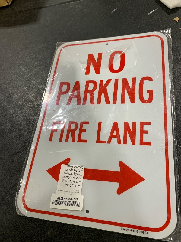 Photo 1 of Large No Parking, Fire Lane Sign, 18"x 12" .040 Aluminum Reflective Sign Rust Free Aluminum-UV Protected and Weatherproof