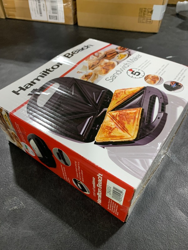 Photo 1 of Hamilton Beach Electric Sealed Sandwich Maker Grill with PFAS-Free Nonstick Plates, Makes Stuffed French Toast, Omelets, Compact & Easy to Store, Black (25430G)