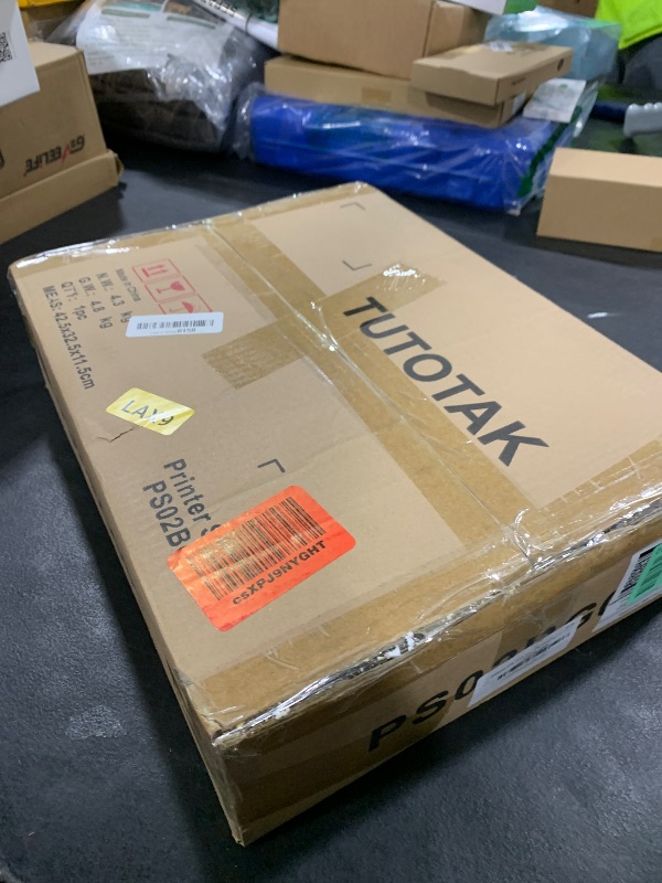 Photo 1 of TUTOTAK 3 Tier Printer Stand, Rolling Printer Cart with Power Outlets and USB Ports, Mobile Printer Table with Wheels, for Under Desk, Office, Home, Black PS02BG001