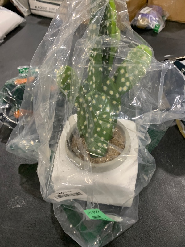 Photo 1 of DILATATA 13' Small Fake Cactus Plant Potted 'Prickly Pear Cactus' Faux Cacti for Home Garden Office Decor Housewarming Gifts