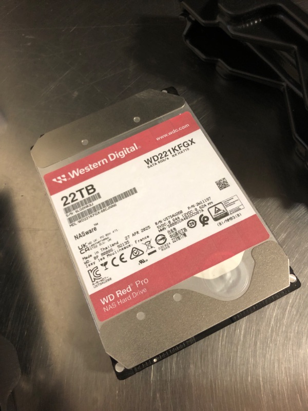 Photo 1 of Western Digital 22TB WD Red Pro NAS Internal Hard Drive HDD - 7200 RPM, SATA 6 Gb/s, CMR, 512 MB Cache, 3.5" - WD221KFGX