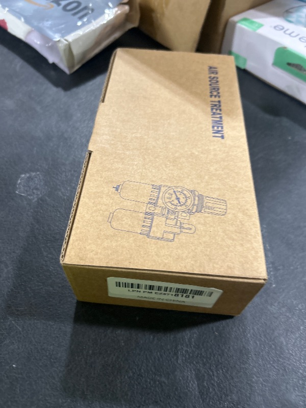 Photo 1 of BLCH 1/4" NPT Air Compressor Water Separator - Air Pressure Regulator Compressed Air Filter Regulator Lubricator Combo AC2010-02 Manual Drain Poly Bowl Gauge 0-160 PSI 5?m Brass