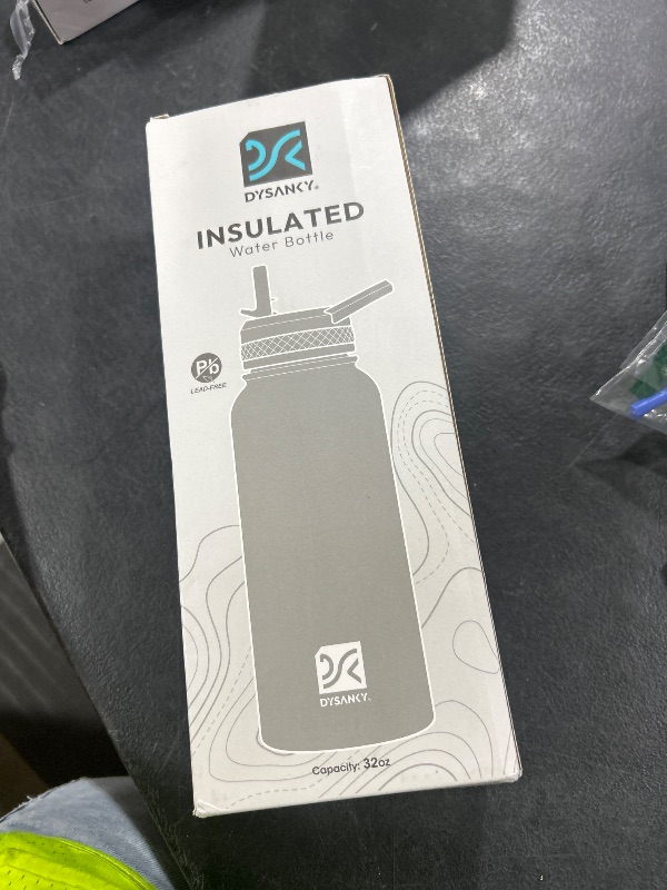 Photo 1 of DYSANKY Insulated Water Bottle | Thickened Stainless Steel Vacuum Metal | Portable Sports Water Jug for Gym and Hiking with Straw, Carrier Bag, Handle Strap | BPA-Free 32 oz