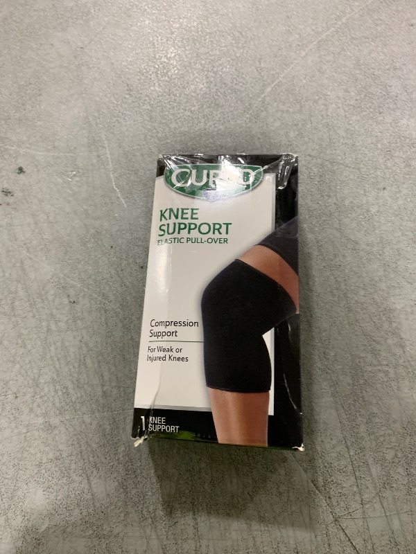 Photo 1 of CURAD Knee Support for Men & Women, Elastic, Pull-Over, Knee Brance for Running Knee Pain, Workout Sports Knee Brace, Black, Small