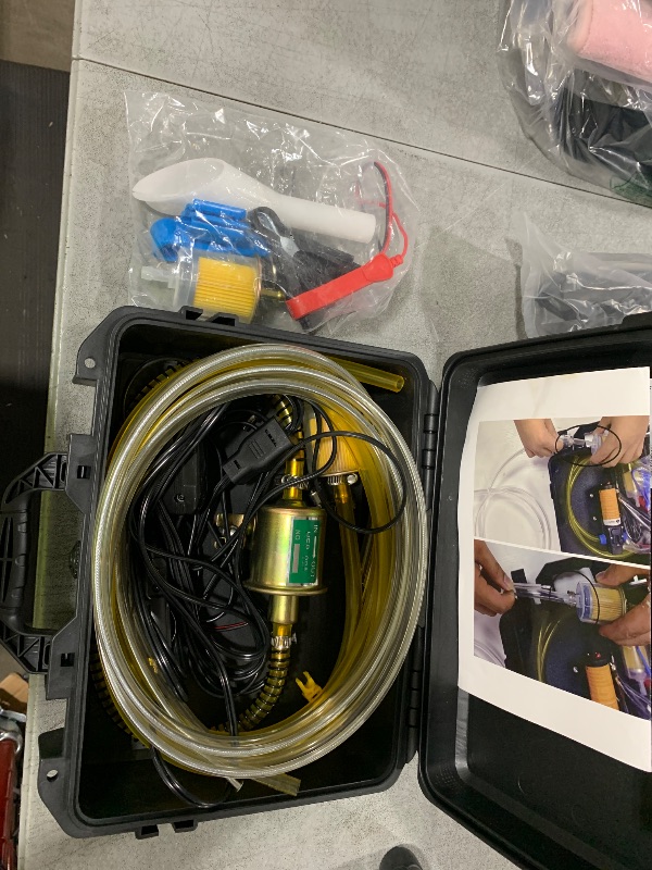 Photo 1 of MILADO 12V Fuel Transfer Pump Set, Gasoline Transfer Pump Kit, Electric Fuel Pump with Case, 30 Gallons of Gas or Diesel Per Hour Inline Fuel Pump, Great for Vehicles, Boats, Carburetor, Lawn Mower