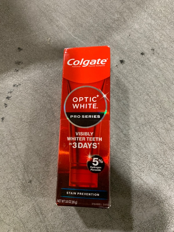Photo 1 of Colgate Optic White Pro Series Stain Prevention Hydrogen Peroxide Toothpaste, Teeth Whitening Toothpaste, Effectively Removes Tea, Coffee, and Wine Stains, Enamel-Safe for Daily Use, 3.0 oz
