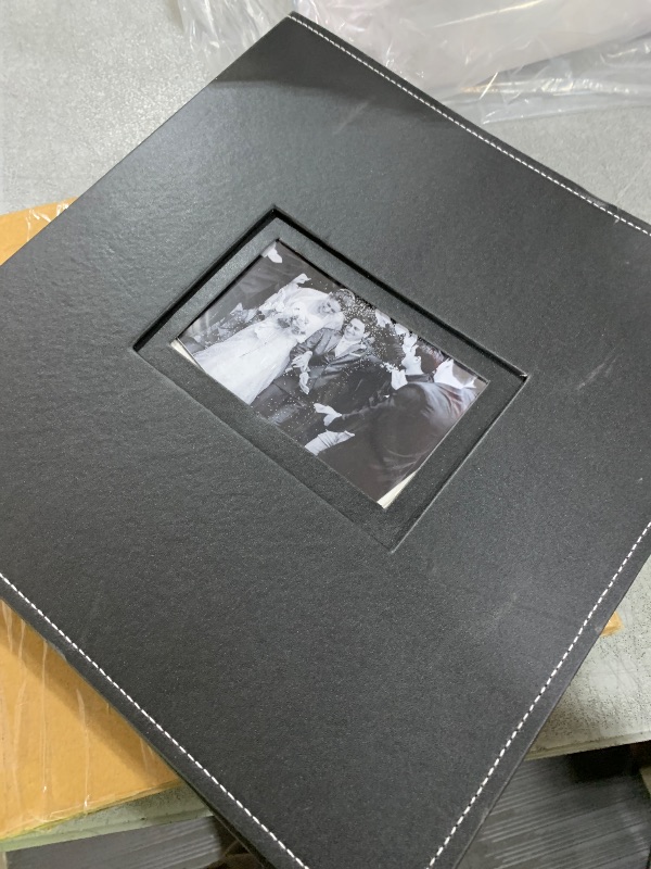 Photo 1 of Popotop Photo Album Self Adhesive Scrapbook for 4x6 5x7 8x10 photos for Wedding Gifts & Baby Book, Leather Hardcover DIY Memory Book for Anniversary Family with Postcard, with A Scraper & Metallic Pen