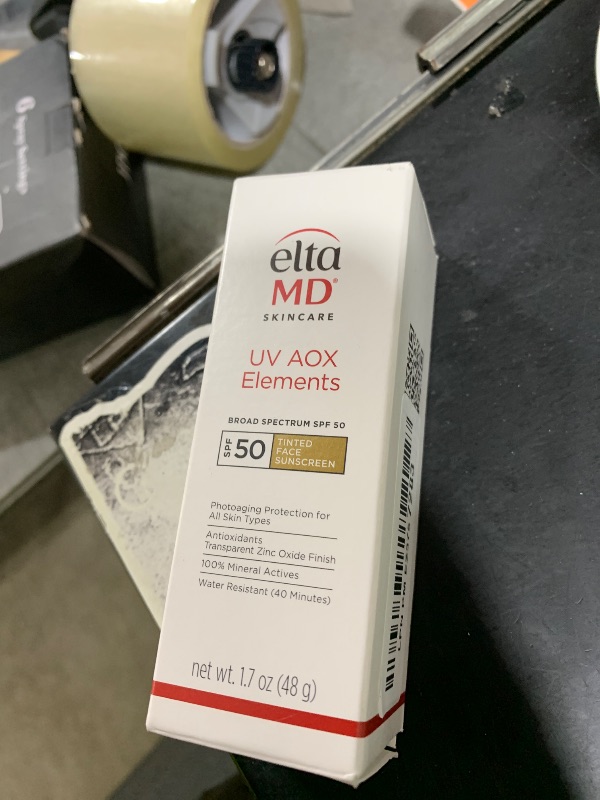 Photo 1 of EltaMD UV AOX Elements Tinted Mineral Face Sunscreen Lotion, Tinted Moisturizer for Face SPF 50 with Antioxidants, For Dry Sensitive Skin 1.7 oz Pump