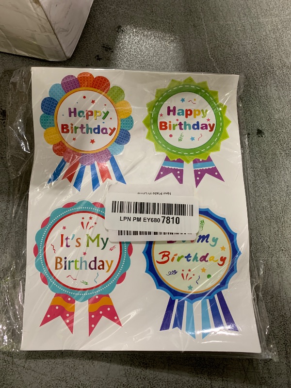 Photo 1 of 120 Pcs Happy Birthday Badge Stickers It's My Birthday Stickers for Kids Home Classroom Birthday Party Decoration