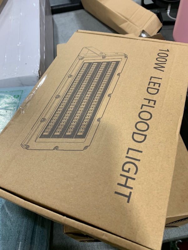 Photo 1 of LED Flood Lights Outdoor, 100W 10000LM Outside Work Light with Plug, Outdoor Security Light 6500K Daylight White, IP66 Waterproof Bright Floodlight for Garage, Yard, Garden, Patio (2 Pack)