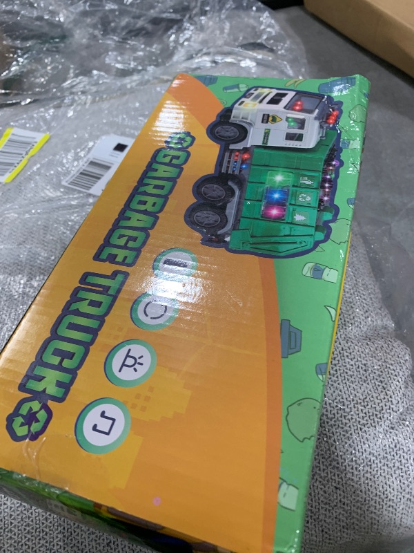 Photo 1 of Zetz Brands Toy Garbage Truck with 4D Lights & Sounds for Boys, Toddlers, Kids 3+ - Trash Trucks Vehicle, Push Toy Car, Bump & Go w/Recycle and Sanitation Sticker – Ideal Birthday