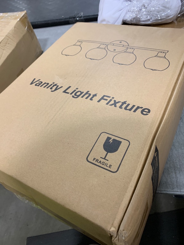 Photo 1 of Indoi 4-Light Bathroom Light Fixtures, Oil Rubbed Bronze Bathroom Lights Over Mirror with Clear Glass Globe Shade, Vanity Lights for Bathroom Kitchen Living Room Hallway Cabinet Bedroom Porch