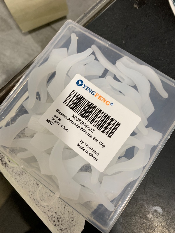 Photo 1 of YINGFENG 22 Pairs White Silicone Glasses Anti-slip Holder with Storage Box, Eyeglass Holder, Premium Silicone Eyeglass Ear Hook Grip, Fits Most Kids and Adult Size for Retainer Glasses or Sunglasses